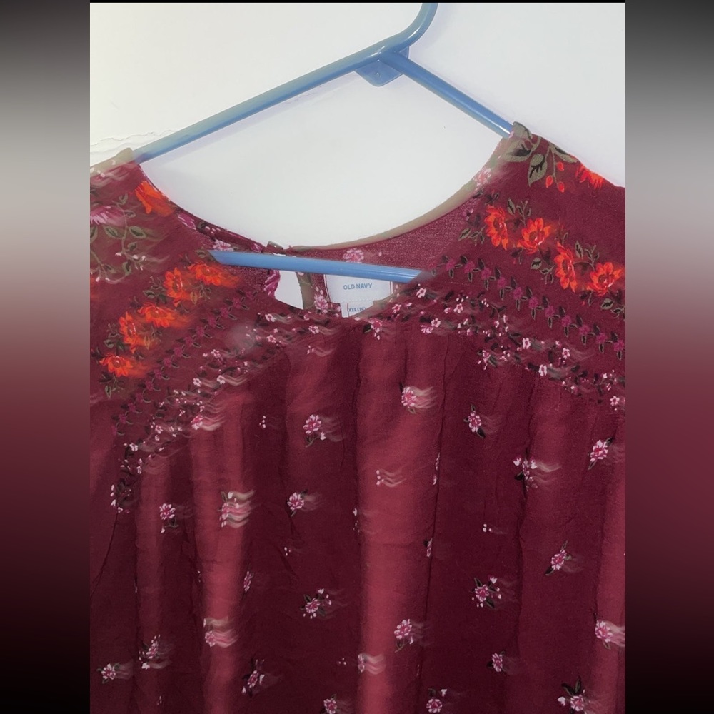 Maroon floral old navy dress girl size 14-16 (XL)